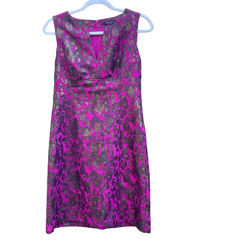 Nanette Lepore Fuchsia and Black Lace Midi Dress - Picture 2 of 15